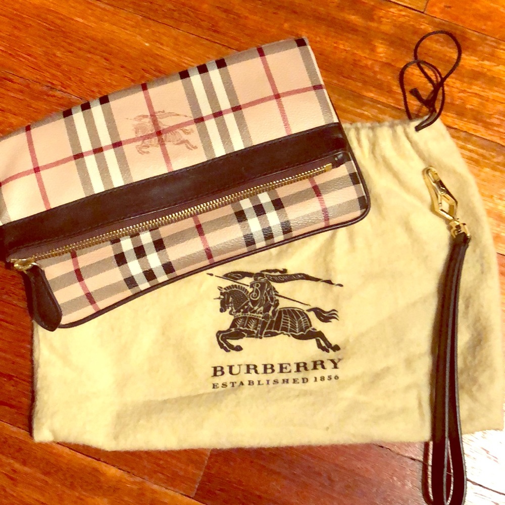 Burberry Haymarket Checking Fold Over Wristlet